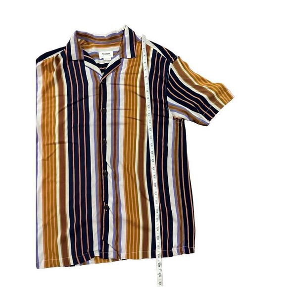 Pull&Bear Mens Multicolor Striped Collar Button Down Shirt sz M - Picture 6 of 10